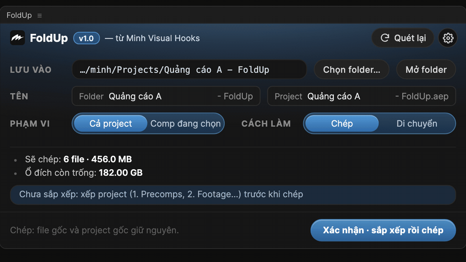 FoldUp – Mọi file về một folder, đúng thứ tự