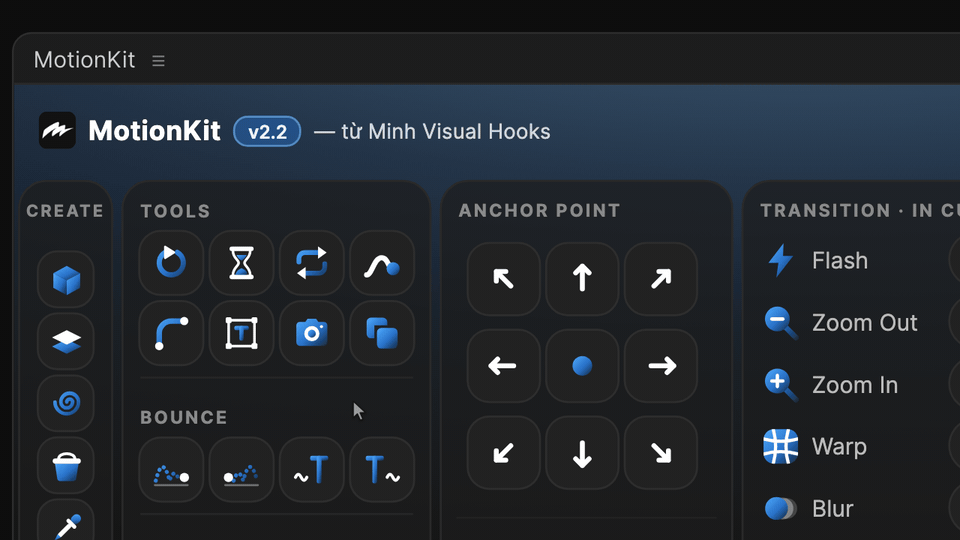 MotionKit – Nút có dòng xanh: chuột phải có thêm chức năng