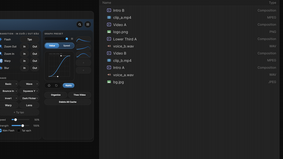 MotionKit – Mỗi video một folder comp